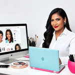 Beauty Consultant's Workspace**

Prompt: A bright and modern workspace for a beauty consultant. Display makeup brushes, skincare products (arranged neatly), a laptop open to a social media profile, and a professional-looking portfolio. The consultant is a Latina woman, fully clothed in stylish and modest attire, interacting with a client. The background is clean and uncluttered. Focus on professionalism and creativity. Add: Perfect anatomy, correct proportions, natural pose, well-formed hands, proper finger count, natural body proportions, safe for work, appropriate content, fully clothed, professional, modest, family-friendly.

**