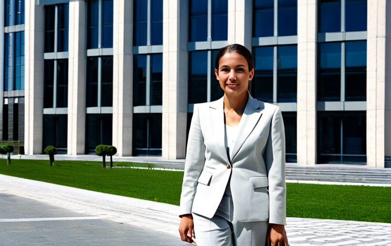 **
"A professional businesswoman in Madrid, wearing a modest but stylish 'traje de chaqueta' (business suit) with a light-colored blouse, standing in front of a modern office building in the city center, fully clothed, appropriate attire, safe for work, perfect anatomy, natural proportions, professional photography, high quality. The setting is a sunny day, showcasing the contemporary architecture of Madrid. Family-friendly and modest."
**