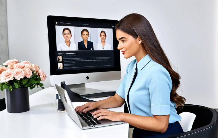 뷰티컨설턴트 조직 내 역할 확대 - Beauty Expert in Action**

"A beauty consultant, fully clothed in professional attire, demonstrating...