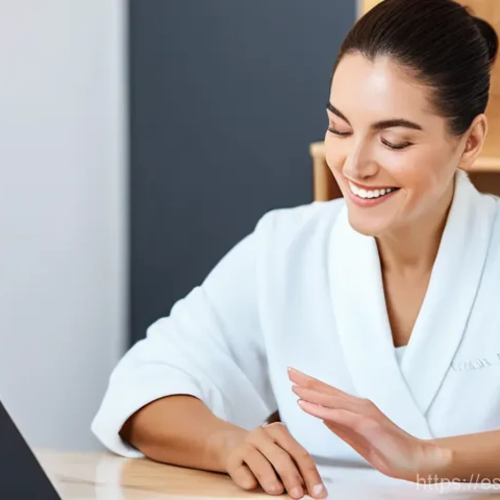 뷰티컨설턴트 직업 전망 - A professional and empathetic Latina beauty consultant, in her mid-30s, with a warm and inviting smi...