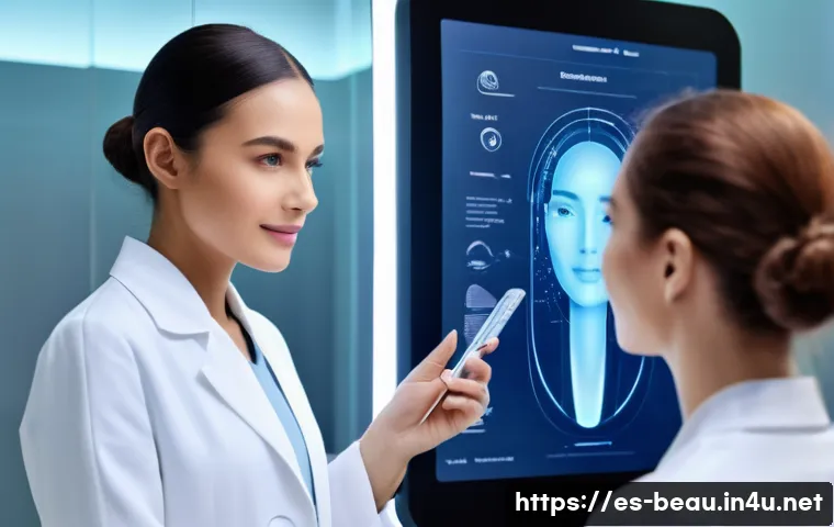 뷰티컨설턴트 관련 학습 자료 소개 - **Prompt 1: Advanced Skin Analysis with AI/AR Technology**
    "A bright, modern beauty consultation...