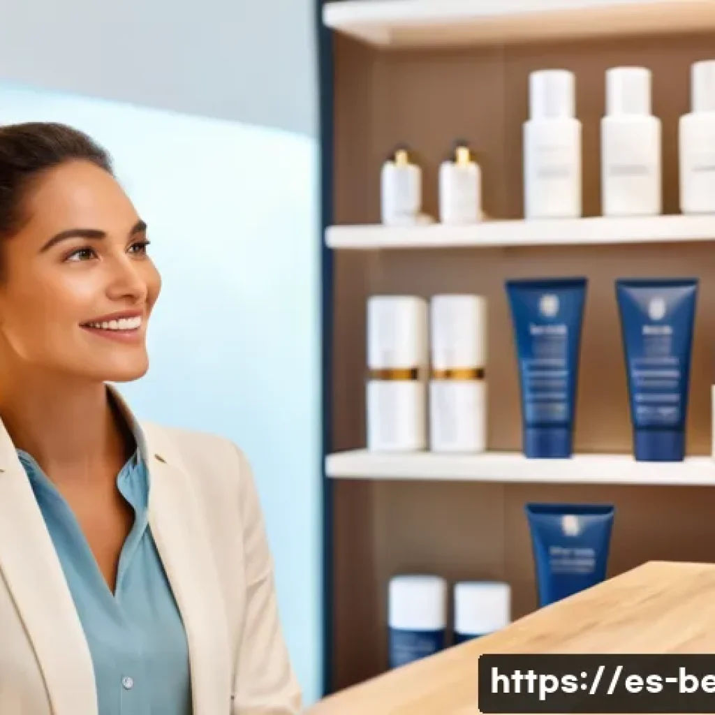 뷰티컨설턴트 직업적 강점 개발 - A professional female beauty consultant in a modern, stylish skincare consultation room in a Spanish...