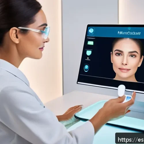 Home 32 뷰티컨설턴트 이론 공부법 - A professional beauty consultant in a modern, well-lit skincare clinic, attentively analyzing a midd...