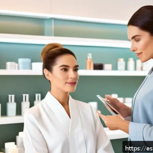 Home 33 뷰티컨설턴트 실무 기술 평가법 - A professional beauty consultant attentively listening to a middle-aged Hispanic female client in a ...